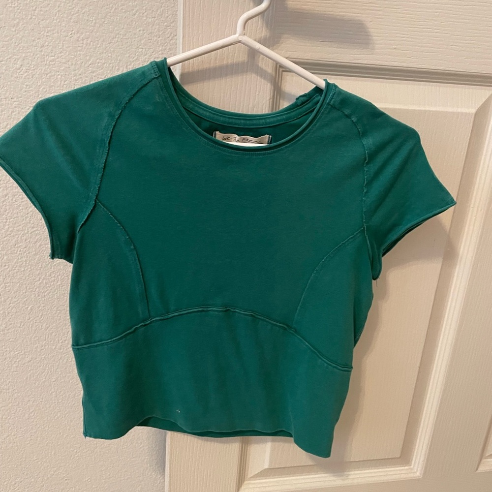 We The Free Teal Short Sleeve Crop Tee